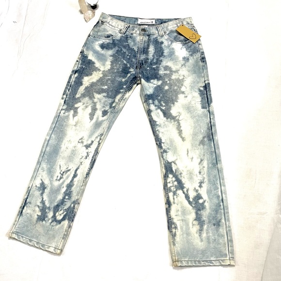 Upcycled Ocean Galaxy Jeans Size 32 x 30 8 10 12 - Picture 1 of 14